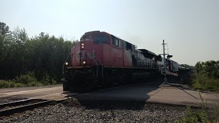 Three shorts CN mix freight train with friendly drivers horn shows and more in south range Wisconsin