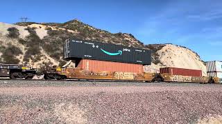 BNSF 7190 Leads Westbound Intermodal Stack Train Passes Through Blue Cut CA