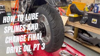 How to lube the splines and change the oil in a motorcycle final drive Kawasaki Vulcan 750 Pt3