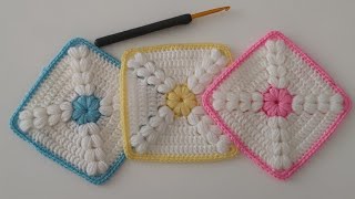 Tığ işi Fıstıklı Kare Motif Örneği - Incredible pattern art with easy crochet Granny Square pattern