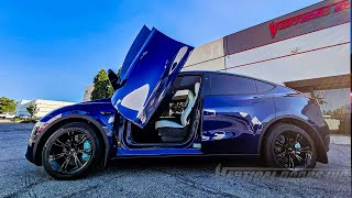 Vertical Lambo Door kit for the Tesla Model Y installed by Vertical Doors, Inc. VDCTESY20