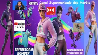 Live 380 - Bombardeira Tempestelar no Fortnite - Ao Vivo - Supermercado dos Heróis é Surreal 👑😎🤣🛒