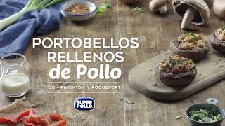 Portobellos rellenos de pollo con pimentón y roquefort