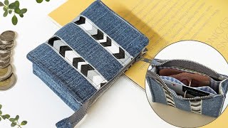 DIY Easy Zipper Money and Card Denim Purse Out of Old Jeans | Tutorial | Upcycled Craft