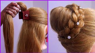 Pretty Hairstyle For Long Hair Easy || Bun Hair style Girl For Short Hair || hair style girl