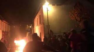 Tar barrel run - ancient tradition in Hatherleigh, Devon