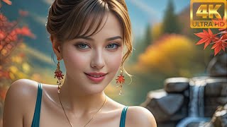 4K AI Girl Lookbook - Golden Glow: AI Sophia’s Visit to an Enchanting Autumn Park