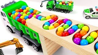 Marble Run ASMR Race ☆ HABA Slope & Dump Truck Excavator Ambulance Forklift Garbage Truck Tractors