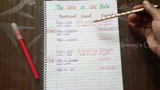 The Ending "able" & "ible" Rule || English Writing Spelling Rules ||Parents Guide Phonics | in Tamil