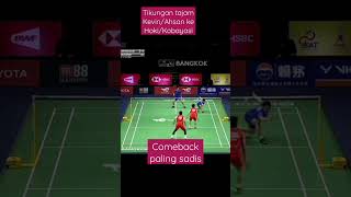 Comeback paling sadis. Tikungan tajam Kevin/Ahsan ke Hoki/Kobayasi #video #viral #badminton