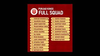 IPL 2023 | Punjab Kings Full & Final Squad | #shorts🔥😍🏆