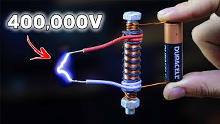 Battery into 400000v High voltage generator (easily) - Make High voltage transformer