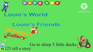 4 topics of baby boo louie's world louie's friends grandpa's gallery 123 tell a story