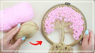 Новая Удивительная Идея! 🌸 Цветущая Сакура из Пряжи 🧶 Красивый весенний декор на стену 🌸 Sakura DIY