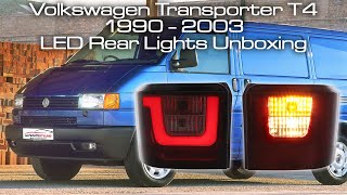 VOLKSWAGEN TRANSPORTER T4 1990 - 2003 SMOKED LENS LED LIGHT BAR REAR TAIL LIGHTS UPGRADE UNBOXING