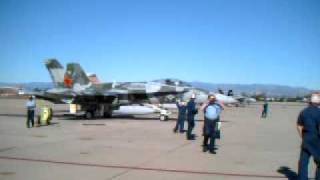 F/A-18 Hornet from Test and Eval Squadron 30 VX-30 Engine startup and taxi for takeoff