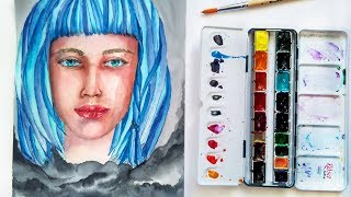 Watercolor Illustration Speedpaint - How To Paint Portrait Of Girl