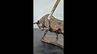 Angry bull | Coloring bull sculpture | how to colour like metal look #shorts