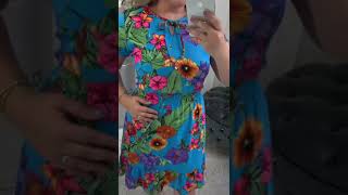 Vestido Estampado com Babado Azul Claro