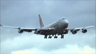 Boeing 747-400 Cargolux Italia go-around due bad weather conditions at Luxembourg Airport