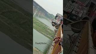 Truck accident with bike and truck #truckaccident #bridgeblock #compilation #accidentcompilation