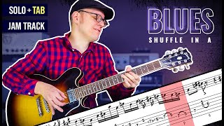 Blues Shuffle in A | Solo + Tabs & Jam Track (Gibson ES 335)