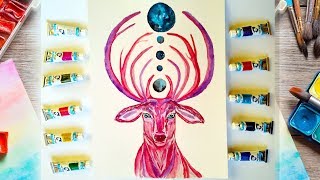 Watercolor Deer illustration / Animal Painting Tutorial