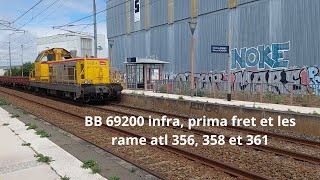 Spot en bretagne#273, BB 69200 infra, prima fret et les rame atl 356, 358 et 361