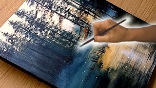 How to Paint a Radiant Landscape/ Acrylic Painting Technique step by step