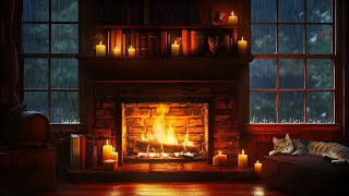 Soothing Jazz and Cozy Reading Book 🌧️ Rain & Fireplace Sounds for a Good Night's Sleep