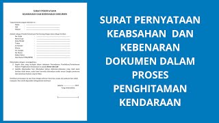 Surat Pernyataan Keabsahan dan Kebenaran Dokumen untuk Proses Penghitaman Plat Kendaraan Bermotor