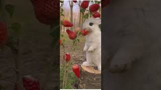 rabbit and strawberries #shortsvideo #shorts #cute