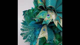 Peacock Deco Mesh Wreath,Peacock Decor,Mother’s Day Gift,Front Door Wreath,Everyday Wreath,Turquoise