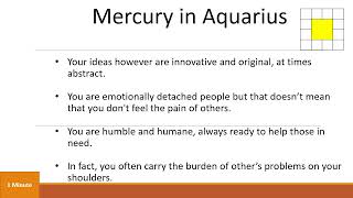 Vedic Astrology Chapter 20   Topic 4 11   Effects of Planets in Signs   Mercury in Aquarius in Engli