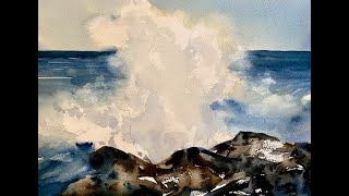 Paint A Simple Loose Watercolour Seascape, Breaking Waves, Negative Painting Watercolor Tutorial