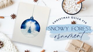 How to Paint a Snowy Forest Watercolour Christmas Ornament