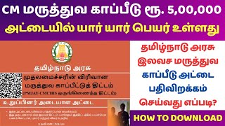 முதலமைச்சர் மருத்துவ காப்பீடு அட்டை CM health insurance card download maruthuva kapitu cmhistn