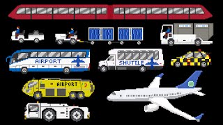 Airport Vehicles - Buses, Airplane, Baggage Cart & More - The Kids' Picture Show (Fun & Educational)