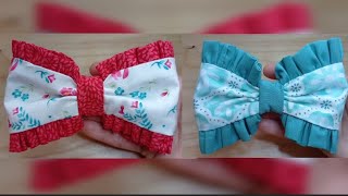 Lazo de TELA con PLIEGUES 🎀 | COSTURA A MANO | #barrette #gancho vídeo con audio | bien explicado.