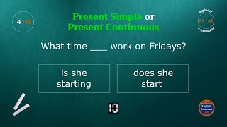 New!!! Can You Score 10/10? #quiz Present Simple or Continuous #grammar #test with #explanation