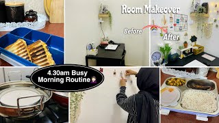 4.30am Busy Morning Routine of Indian Mom|Room Makeover|School Lunchbox,Meal Prep|Cozy work space😍