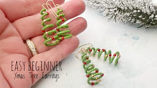 DIY Wire Wrap Christmas Tree Earrings Tutorial