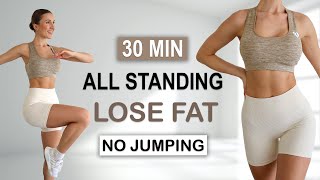 30 Min FULL BODY FAT LOSS | All Standing + No Jumping HIIT | Standing Abs | No Repeat