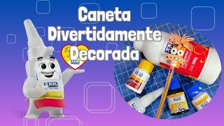 DIY - Caneta "Divertidamente" Decorada em Biscuit #artemanual #façavocêmesmo