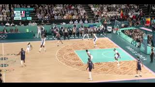 Curry ghosts LeBron; Embiid strong side corner TUSA Final vs France