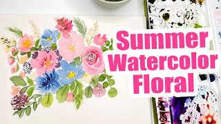 Let's Paint! Bright Summer Watercolor Floral ( 25mins) #watercolorflowers