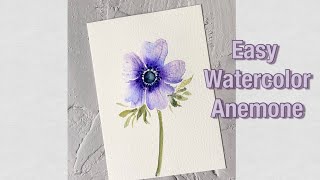 Easy Watercolor Anemone Tutorial for Beginners | Step by Step Watercolor Tutorial