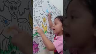 Freya mewarnai di tembok?! 😱😱 #freya3yo #coloring #kids #anak #happy