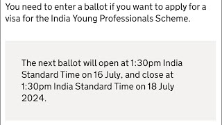 Youth mobility visa 2024 16th July 1:30pm Indian time