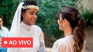 RENASCER ao vivo: Mãe de João Pedro aparece de noiva no casamento do filho com Sandra! Resumo hoje